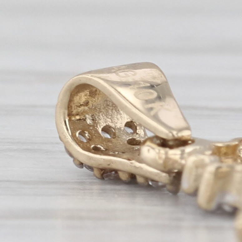 Crowned Letter Initial "H" Pendant Cubic Zirconia 10k Yellow Gold