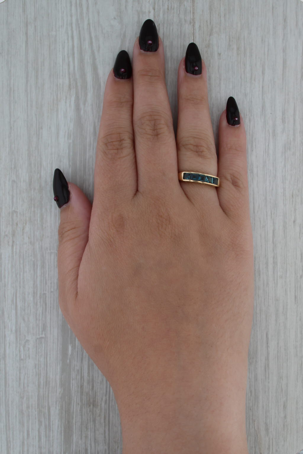 1.05ctw Indicolite Tourmaline Ring 10k Gold Size 7 COA Jacque Christie Stackable