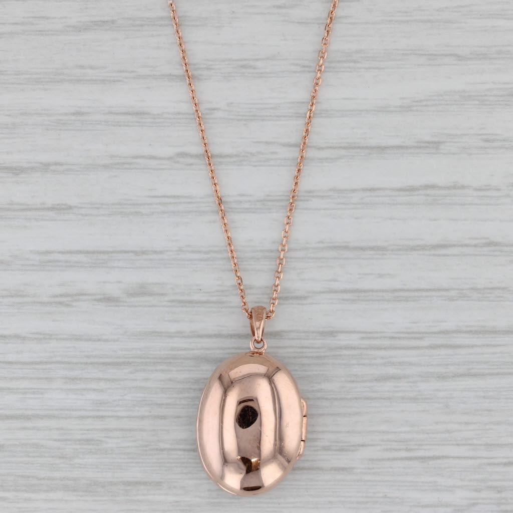 Gray 0.92ctw Aquamarine Lab Created Sapphire Diffuser Locket Necklace 10k Rose Gold
