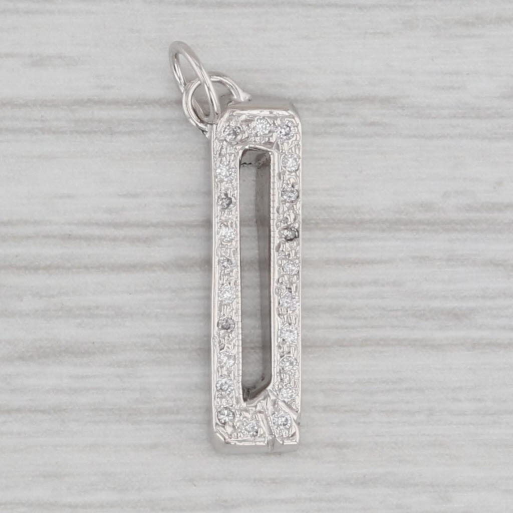 Gray Custom Diamond Letter Initial "Q" Pendant Charm 14k White Gold Small Drop