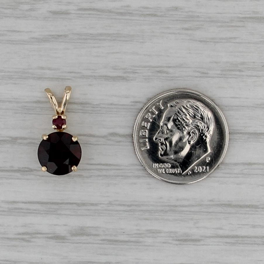 2.43ctw Round Garnet Ruby Small Drop Pendant 14k Yellow Gold