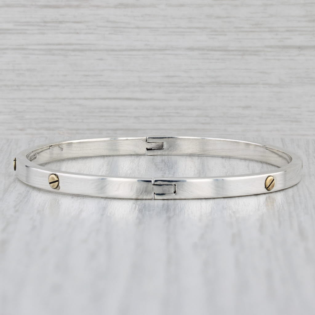 Gray Nail Head Bangle Bracelet Sterling Silver 7.25" 4.2mm Taxco Mexico