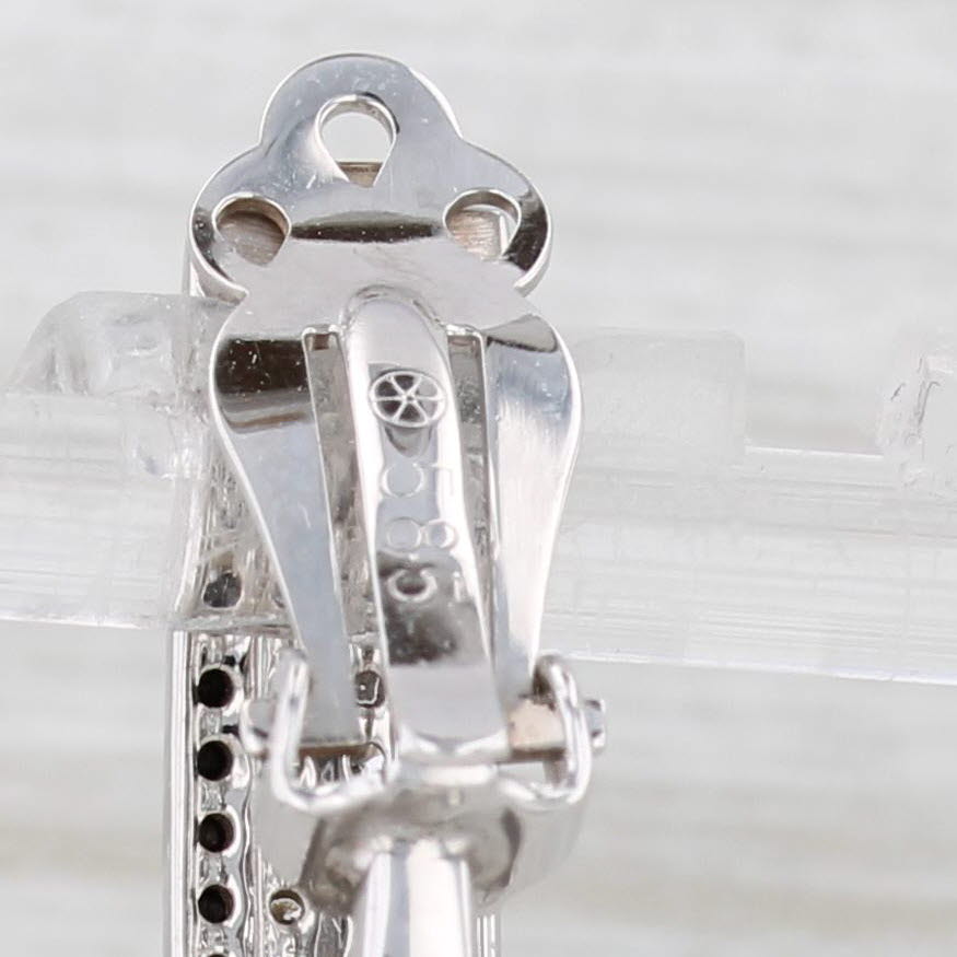 Light Gray 0.66ctw Black White Dimond Drop Earrings 14k White Gold Clip On Earrings