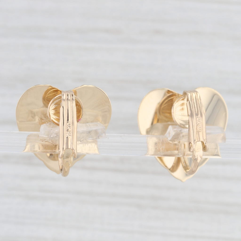 Light Gray Beveled Heart Stud Earrings 14k Yellow Gold Non Pierced Clip On