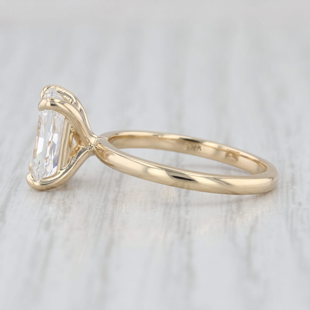 New 2.59ct Lab Grown Diamond Solitaire Ring 14k Yellow Gold Size 6.75 E VS1