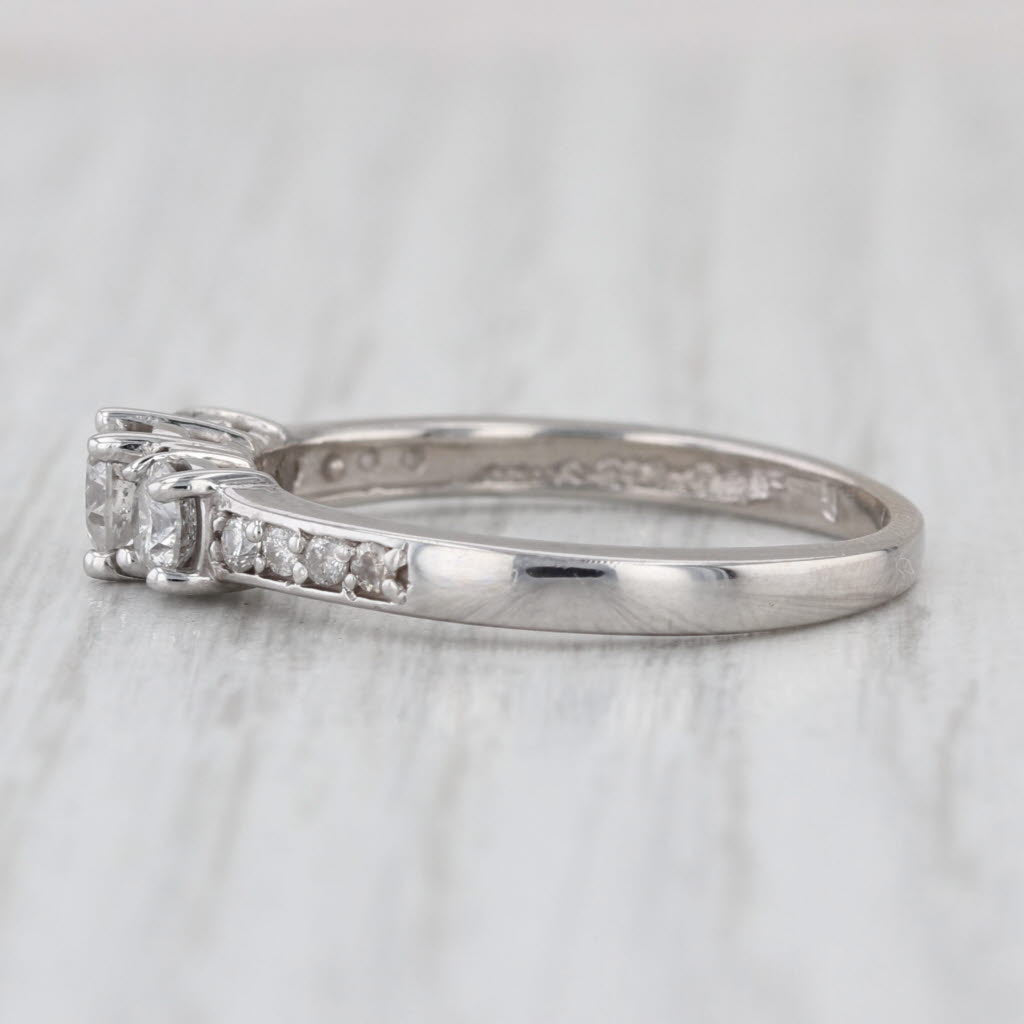 0.81ctw Diamond 3-Stone Engagement Ring 14k White Gold Size 9.25 Ring