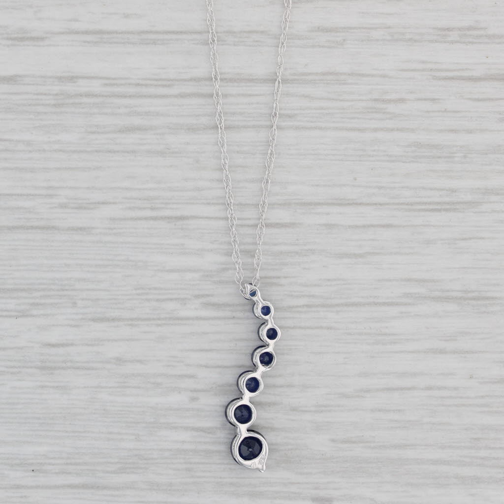 Gray 1.34ctw Lab Created Sapphire Journey Pendant 10k White Gold 18.25" Rope Chain