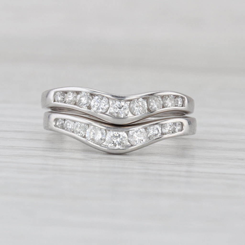 0.80ctw Diamond Wedding Ring Jackets Guards Set of 2 Size 7-7.25 14k Gold Bands