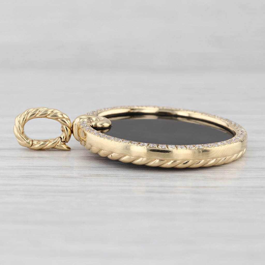 David Yurman Elements Disc Pendant Necklace Onyx 0.45ctw Diamond Circle 18k Gold