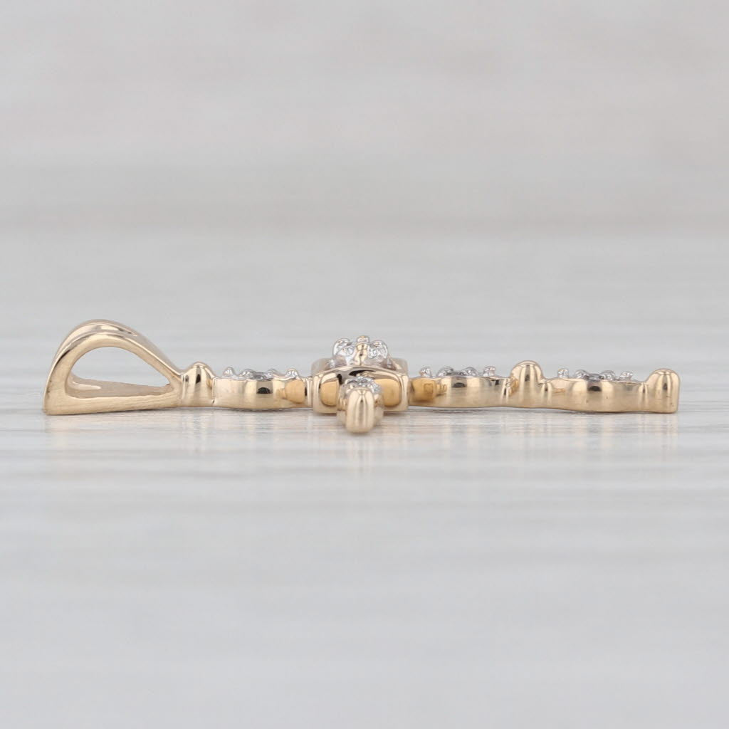 Diamond Accented Cross Pendant 14k Yellow Gold