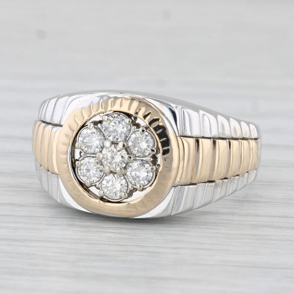 0.45ctw Diamond Cluster Ring 14k Yellow White Gold Size 10.25 Men's Signet