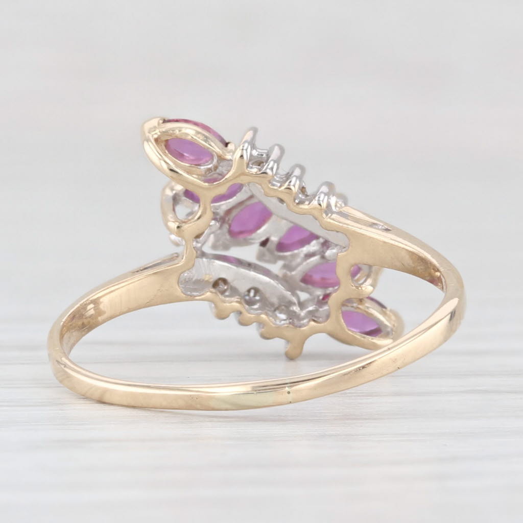 Light Gray 0.72ctw Ruby Diamond Bypass Ring 14k Yellow Gold Size 7.75