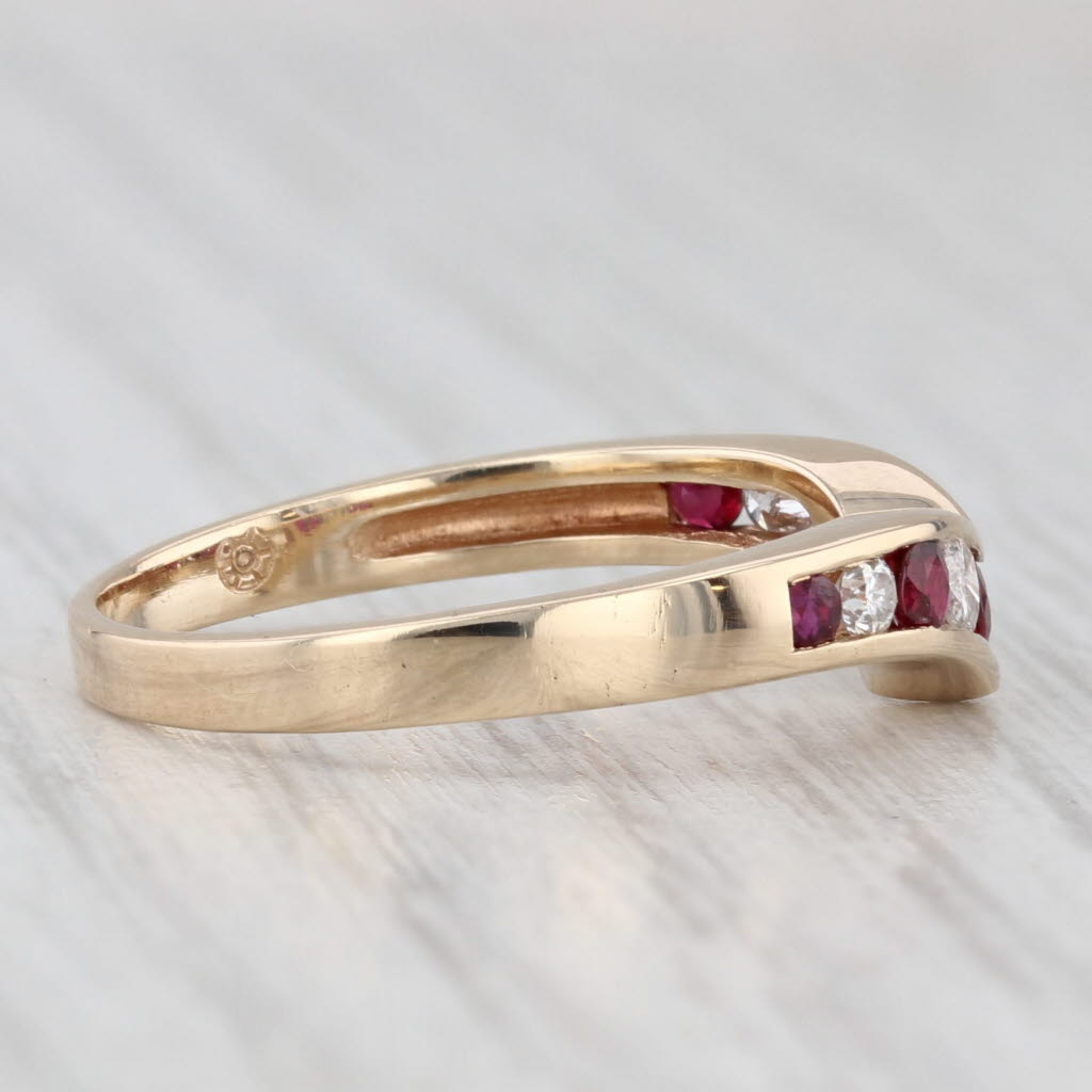 Light Gray 0.50ctw Ruby Diamond Contoured Band 14k Yellow Gold Size 6.75 Stackable Ring