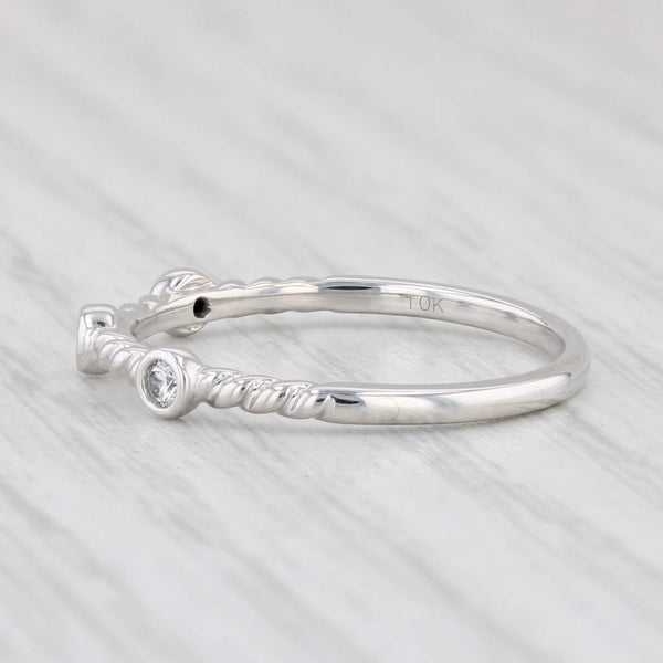 Light Gray Diamond 3-Stone Stackable Ring 10k White Gold Size 7 Wedding Band