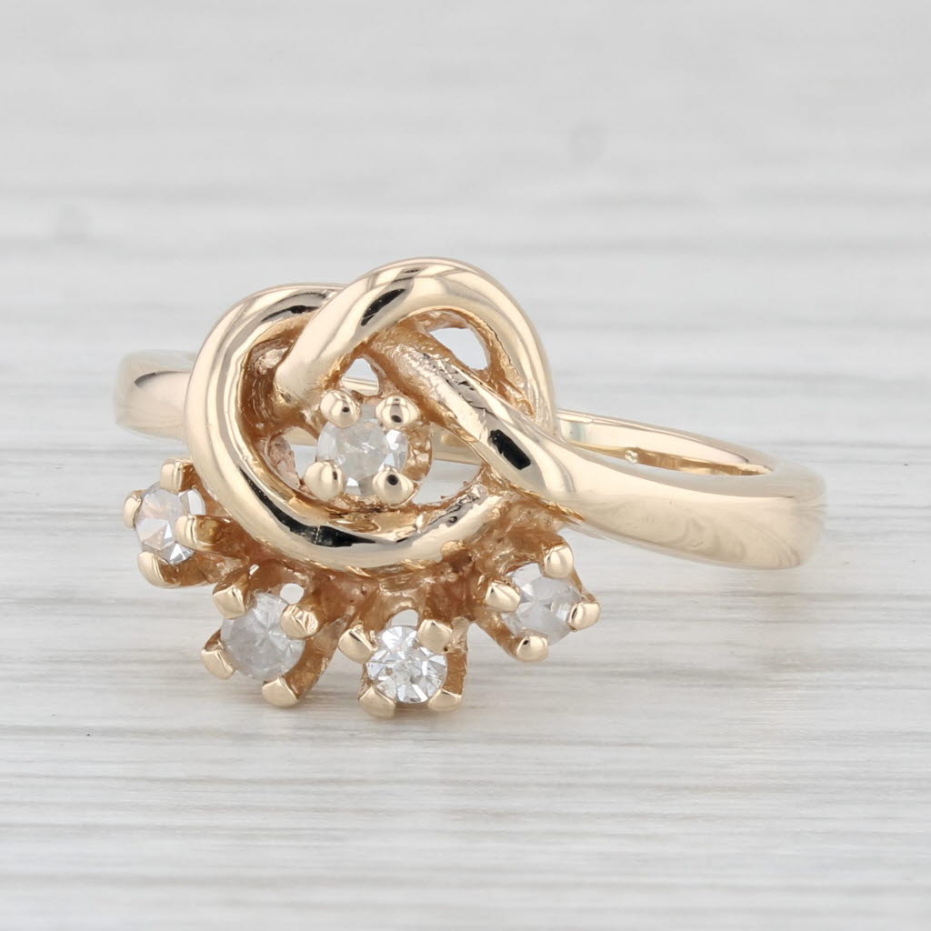 Light Gray 0.15ctw Diamond Knot Ring 14k Yellow Gold Size 5.5