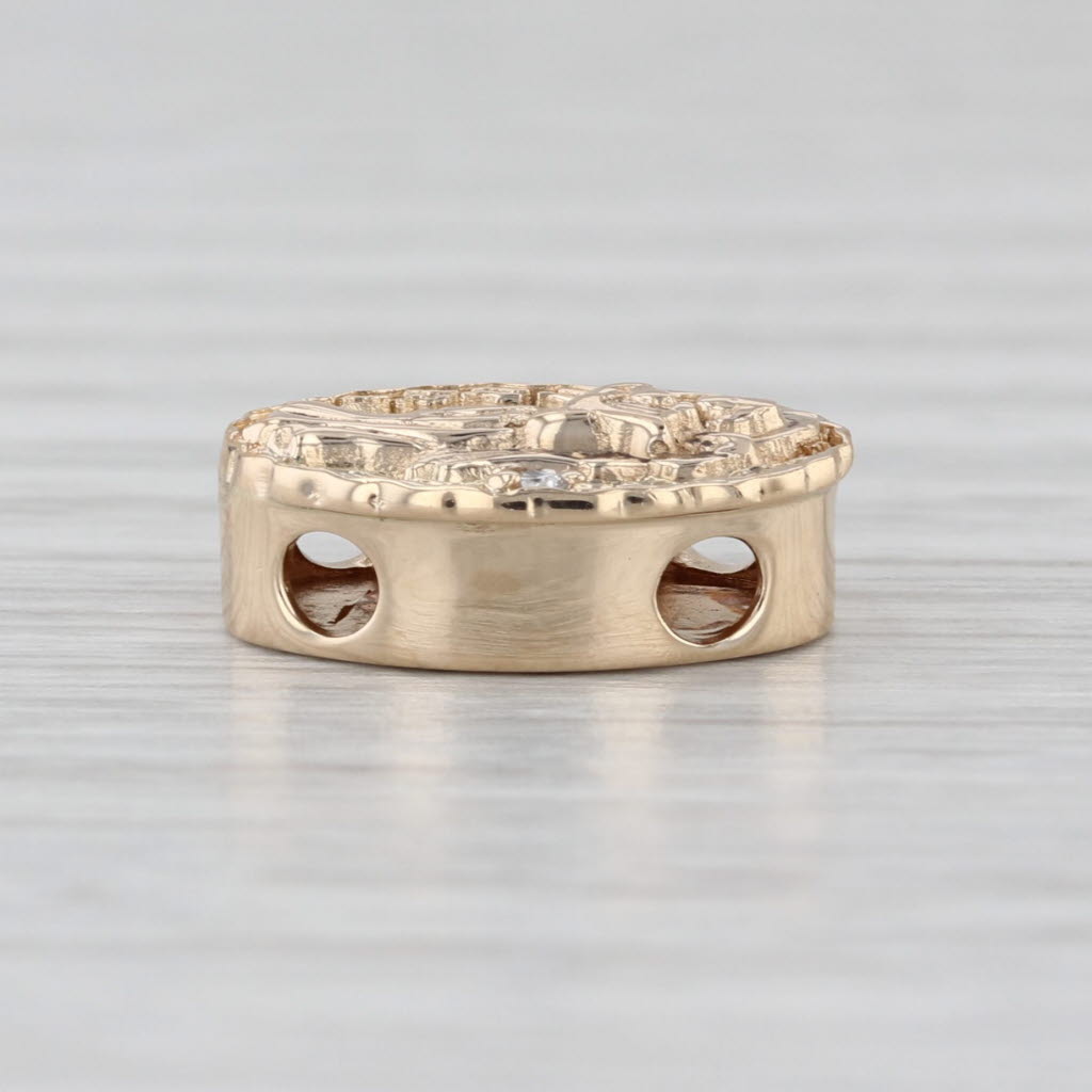 Guardian Angel Diamond Slide Bracelet Charm 14k Yellow Gold Vintage Old Victoria