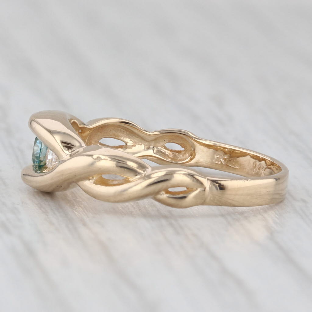 Light Gray 0.27ctw Blue White Diamond Ring 14k Yellow Gold Size 7 Stackable Round 3-Stone