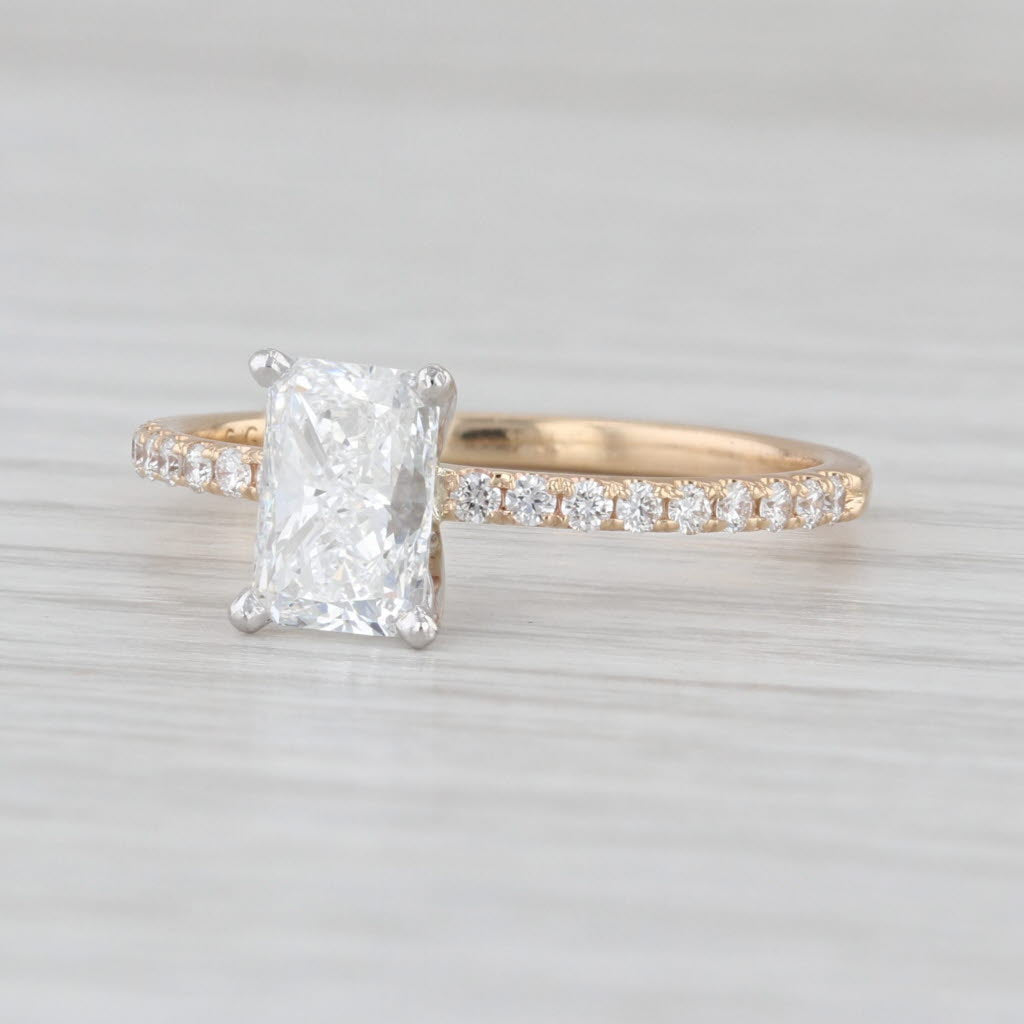 GIA 1.46ctw Radiant Diamond Engagement Ring 14k White Yellow Gold Size 8.25