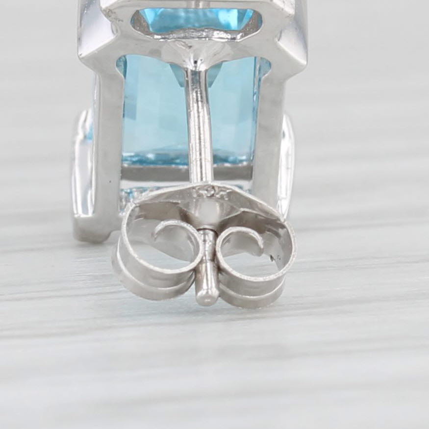 Light Gray 3.51ctw Blue Topaz Diamond Stud Earrings 14k White Gold