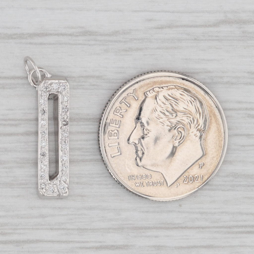 Light Gray Custom Diamond Letter Initial "Q" Pendant Charm 14k White Gold Small Drop