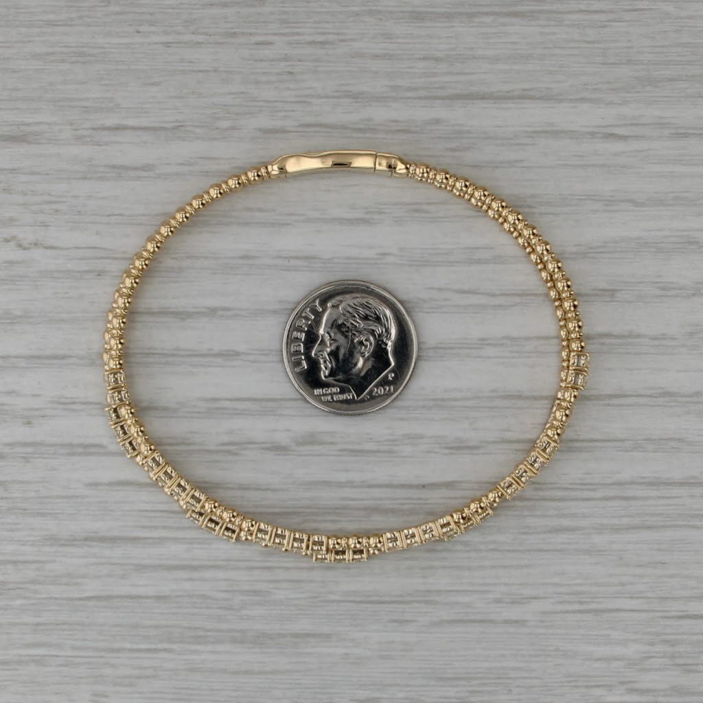 New 1.33ctw Diamond Double Flexible Bangle Bracelet 14k Yellow Gold 6.5" 4.5mm