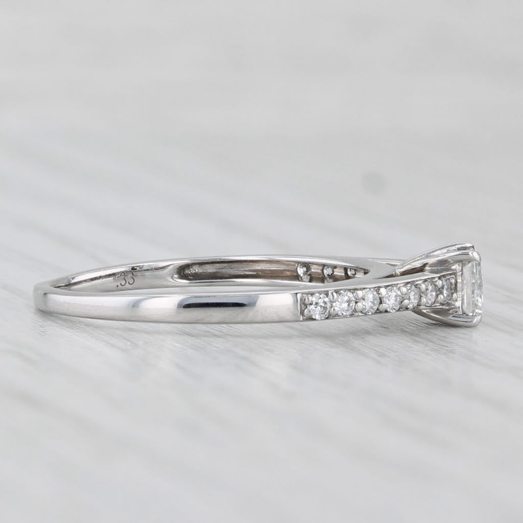 Light Gray 0.48ctw Princess Diamond Engagement Ring 18k White Gold Size 7.5