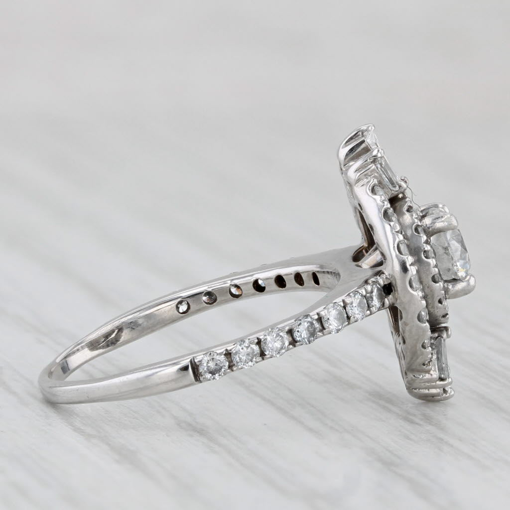 Light Gray 1ctw Round Diamond Halo Engagement Ring 14k White Gold Size 5.25