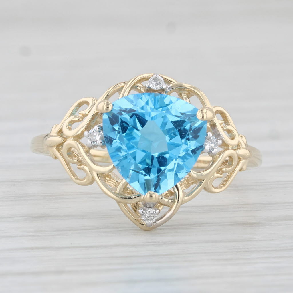 Light Gray 2.81ctw Blue Topaz Diamond Ring 10k Yellow Gold Size 8.75