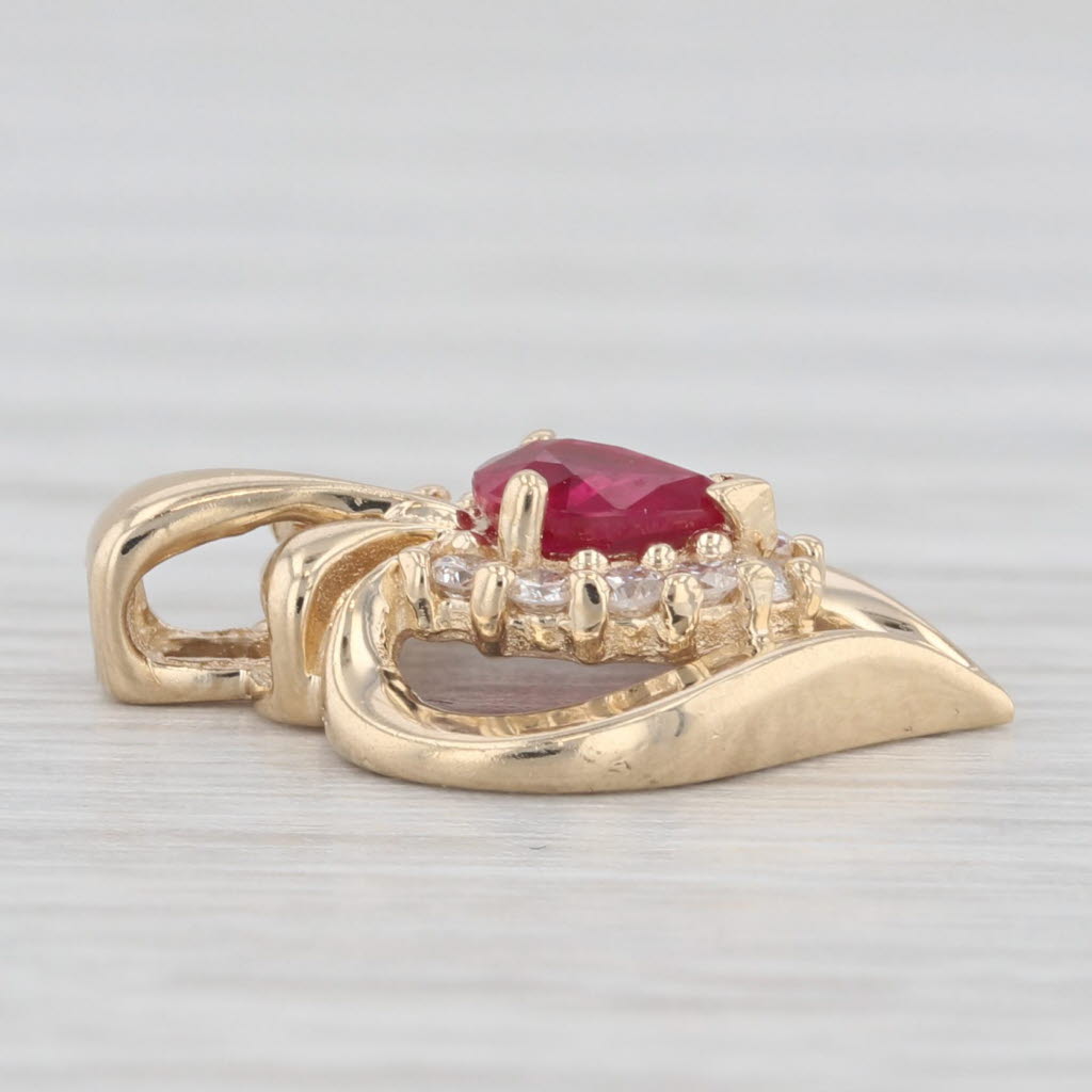 Light Gray 0.40ctw Ruby Diamond Heart Pendant 14k Yellow Gold