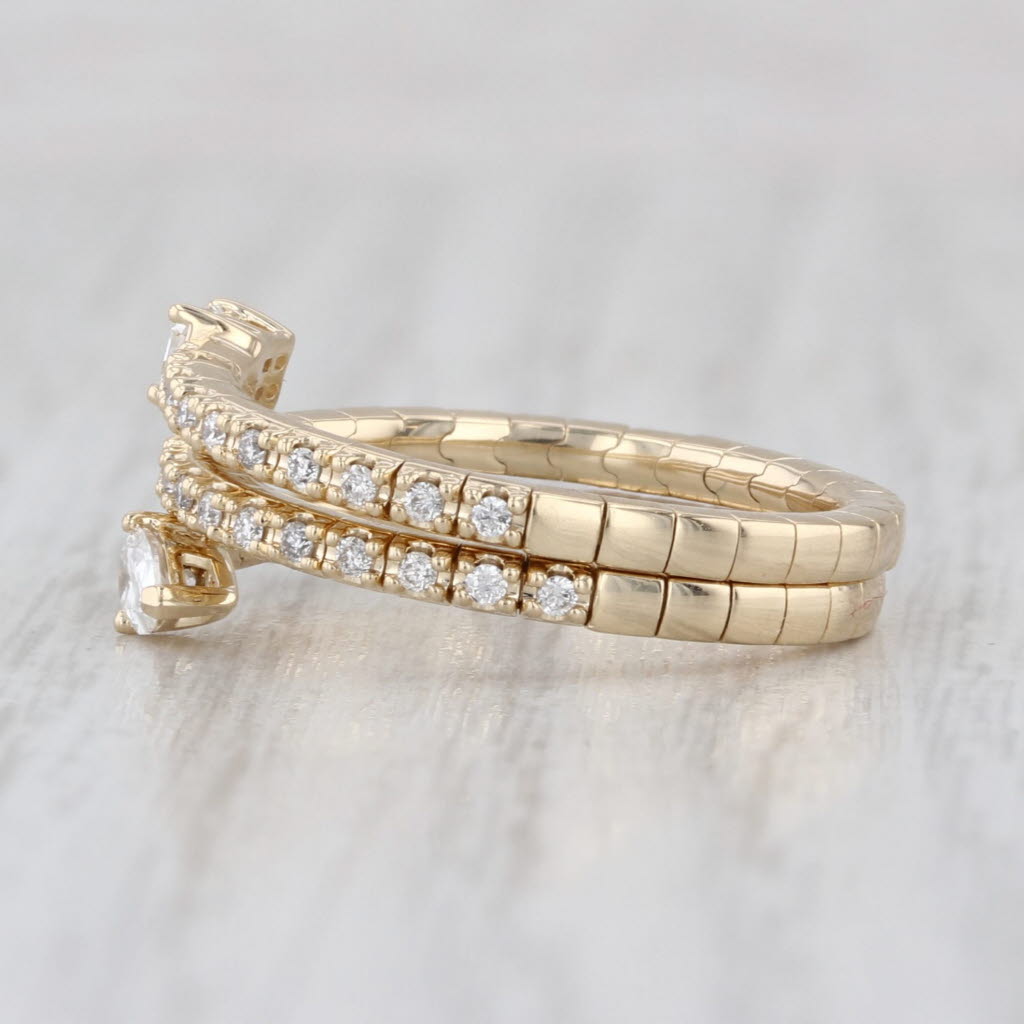 New 0.52ctw Diamond Coiled Band Ring 14k Yellow Gold Flexible Adjustable 6.75+