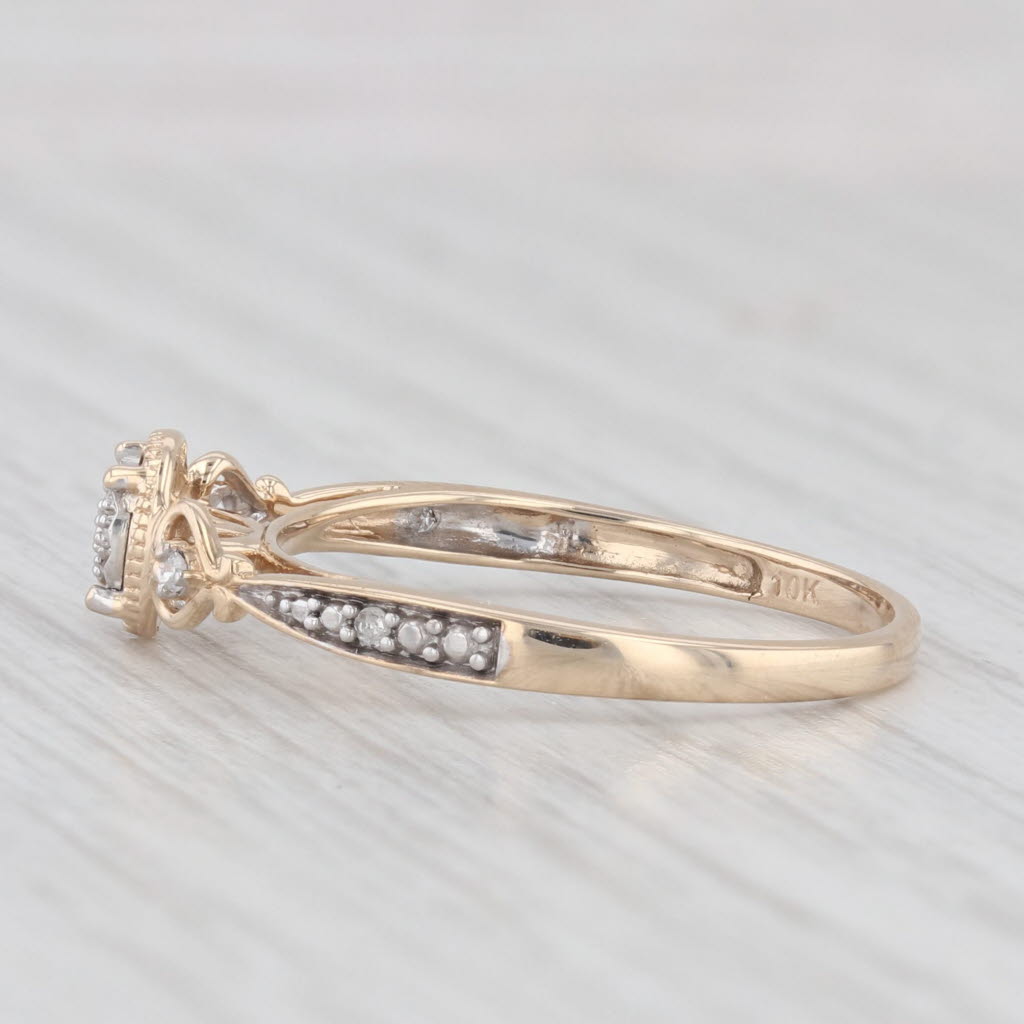 Light Gray Diamond Accented Heart Ring 10k Yellow Gold Size 7 Cathedral Engagement Promise