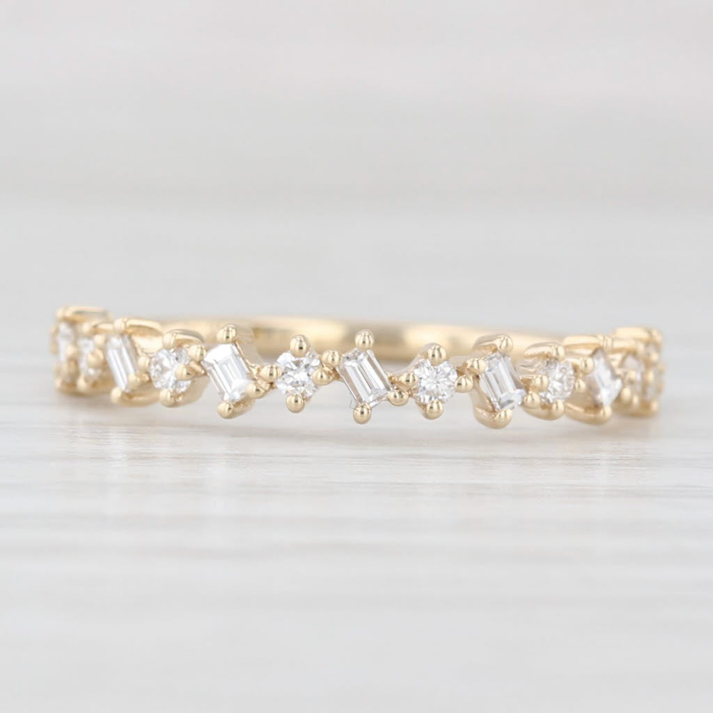 Light Gray New 0.30tw Diamond Wedding Band 14k Yellow Gold Stackable Anniversary Ring 6.5