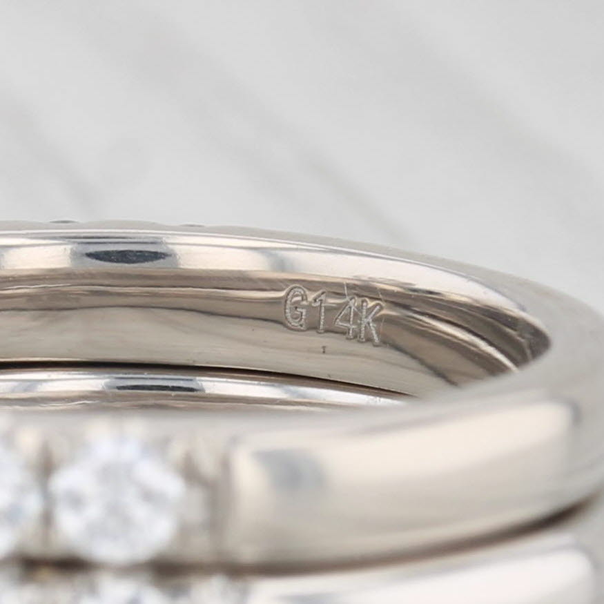 Light Gray 3.20ctw Diamond Engagement Ring Wedding Band Bridal Set 14k White Gold Size 6.5