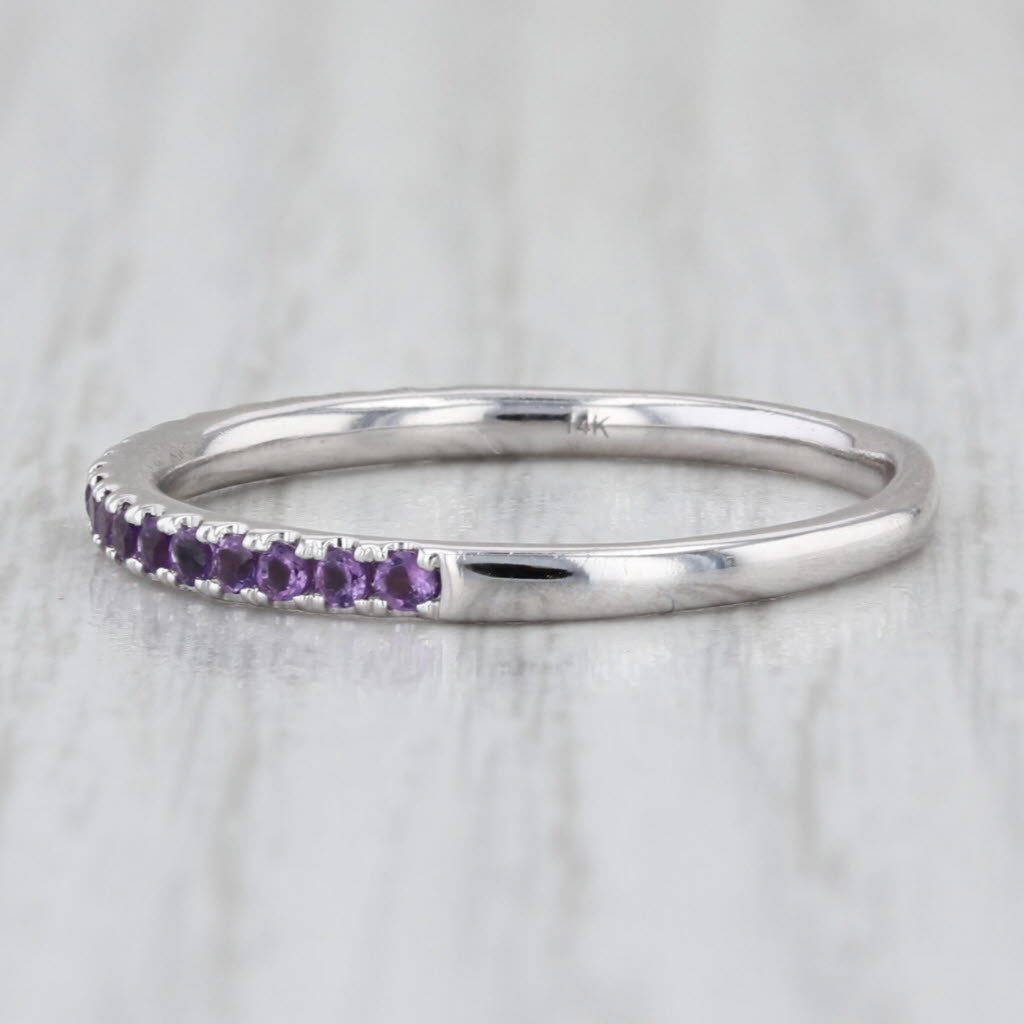 0.26ctw Amethyst Stackable Ring 14k White Gold Size 9.25 Wedding Band