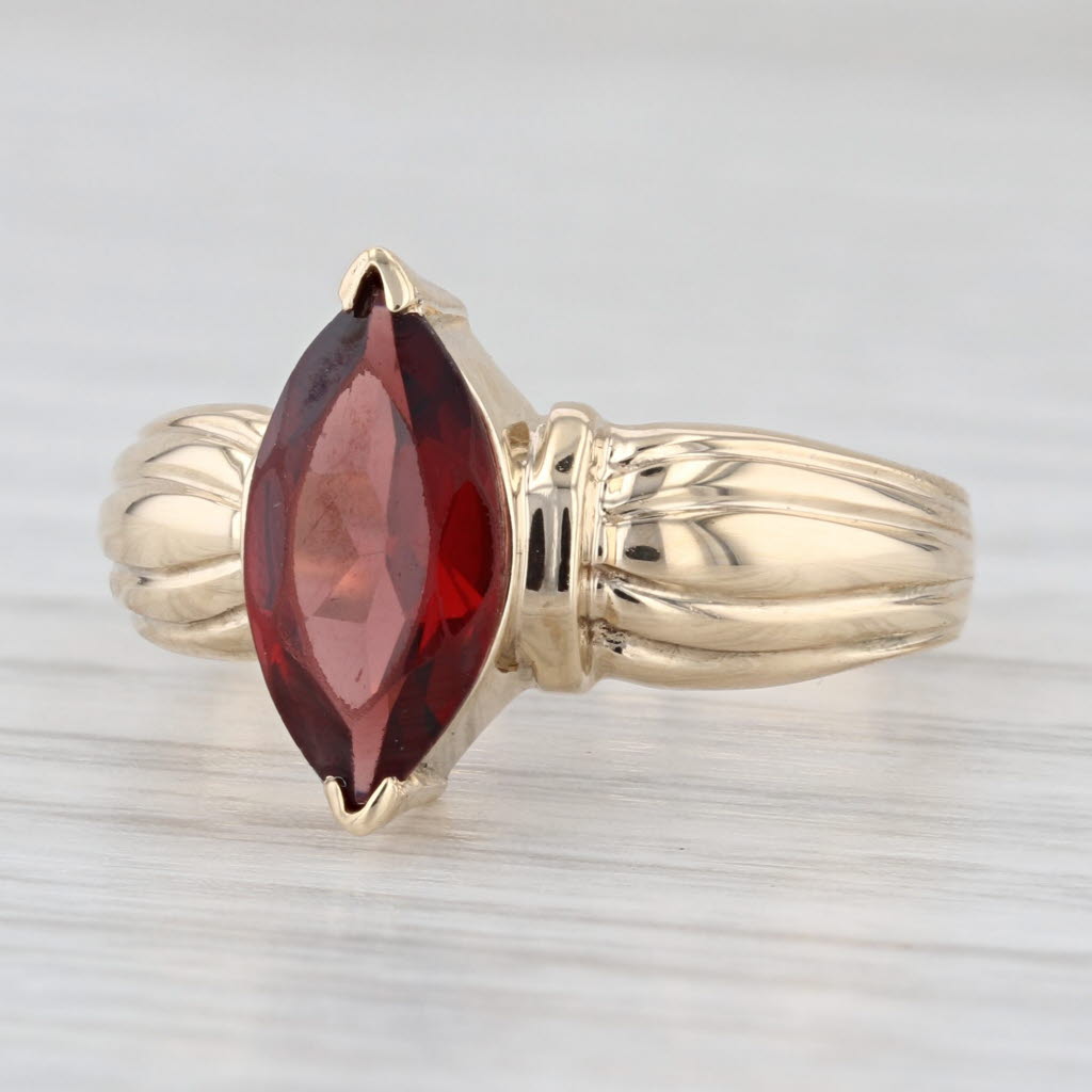2ct Garnet Marquise Solitaire Ring 10k Yellow Gold Size 6.75