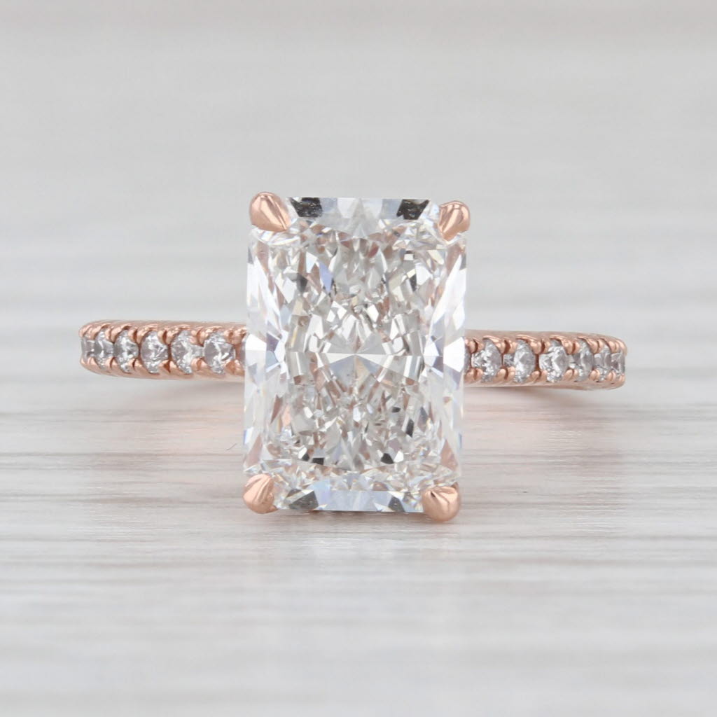 2.87ctw Lab Grown Diamond Engagement Ring 14k Rose Gold Size 3.75 IGI