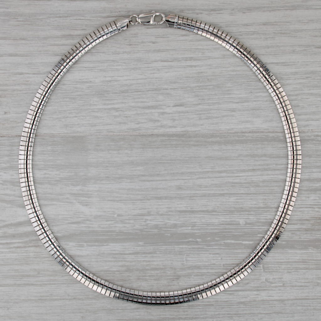 Omega Chain Necklace Sterling Silver 18" 7.4mm Italian