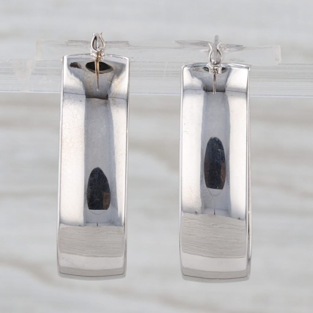 Oval Hoop Earrings 14k White Gold Snap Top Post Hoops