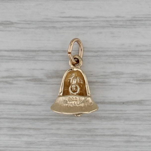 Imitation Pearl Bell Charm 10k Yellow Gold Small Pendant
