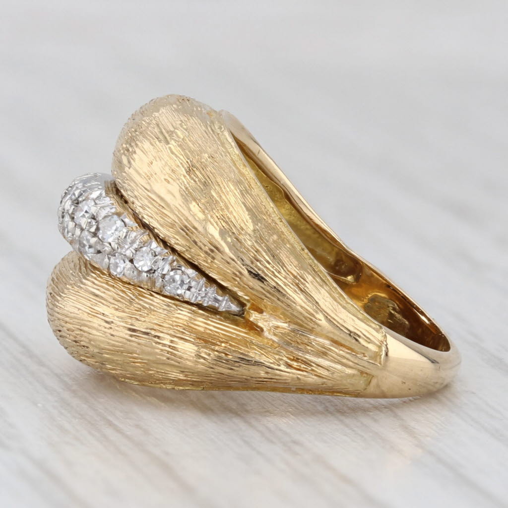 Light Gray 0.14ctw Diamond Ring 18k Yellow Gold Size 4.75 Etched Finish