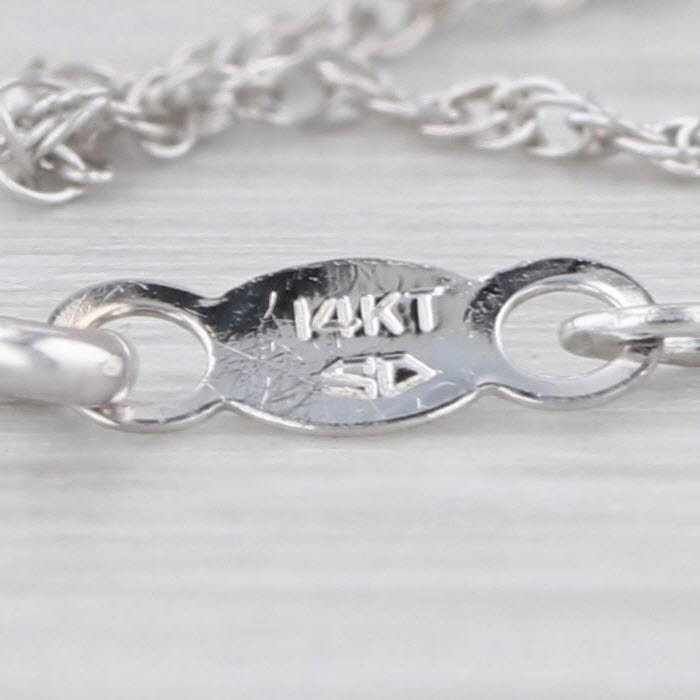 19.5" 1mm Fine Rope Chain Necklace 14k White Gold