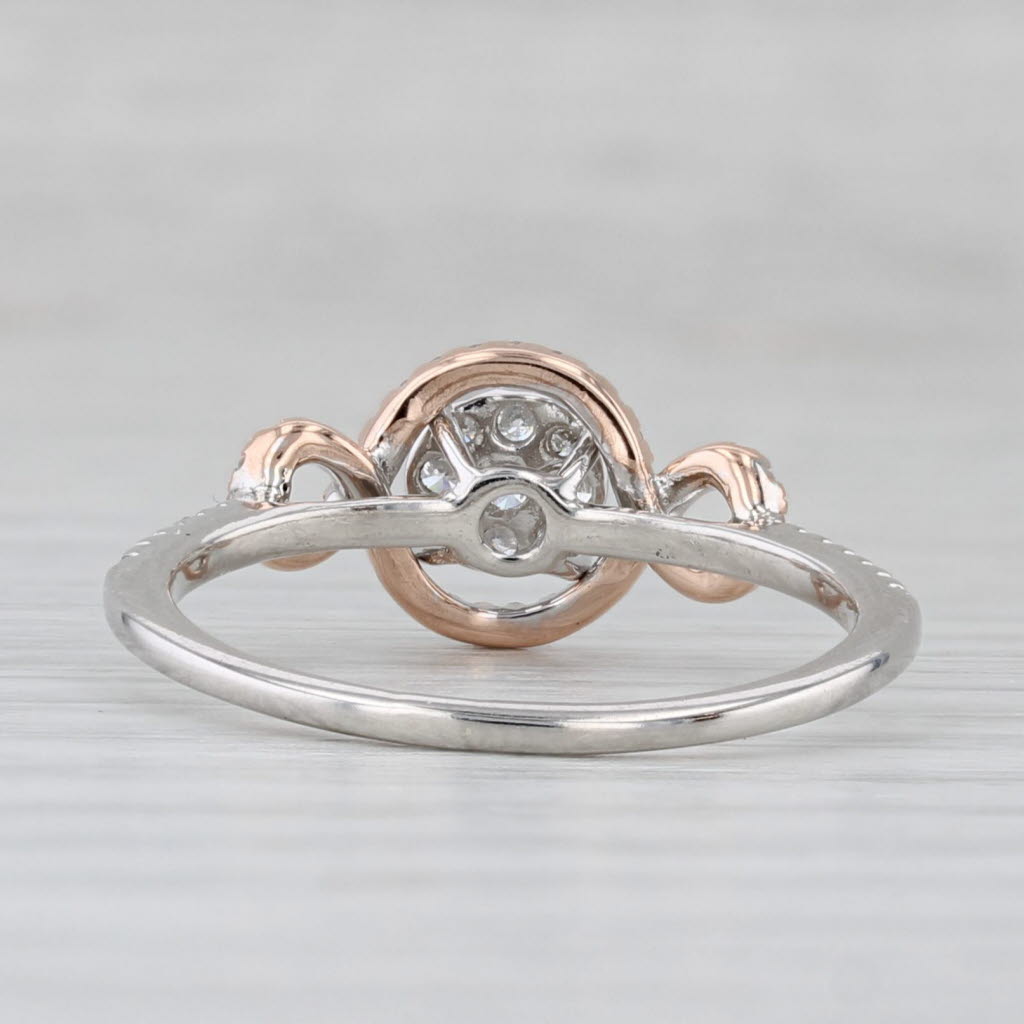Light Gray 0.28ctw Diamond Cluster Engagement Ring 10k White Rose Gold Size 7.75