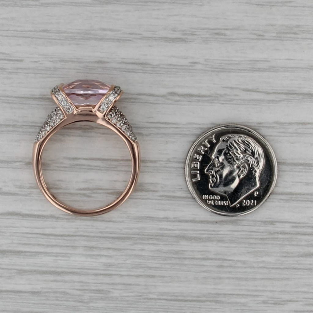 3.32ctw Pink Kunzite Diamond Ring 14k Rose Gold Size 7