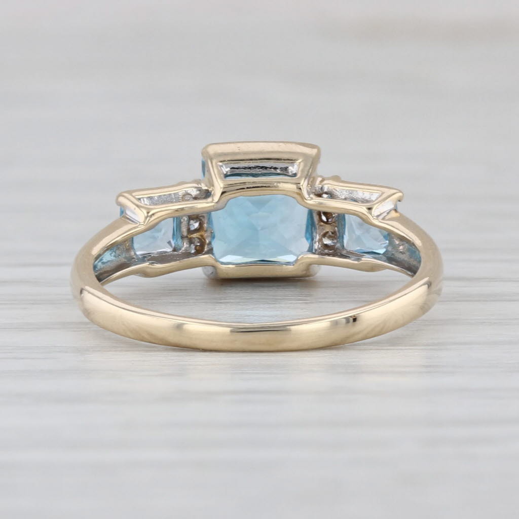 1.72ctw Blue Topaz Diamond Ring 10k Yellow Gold Size 5.75