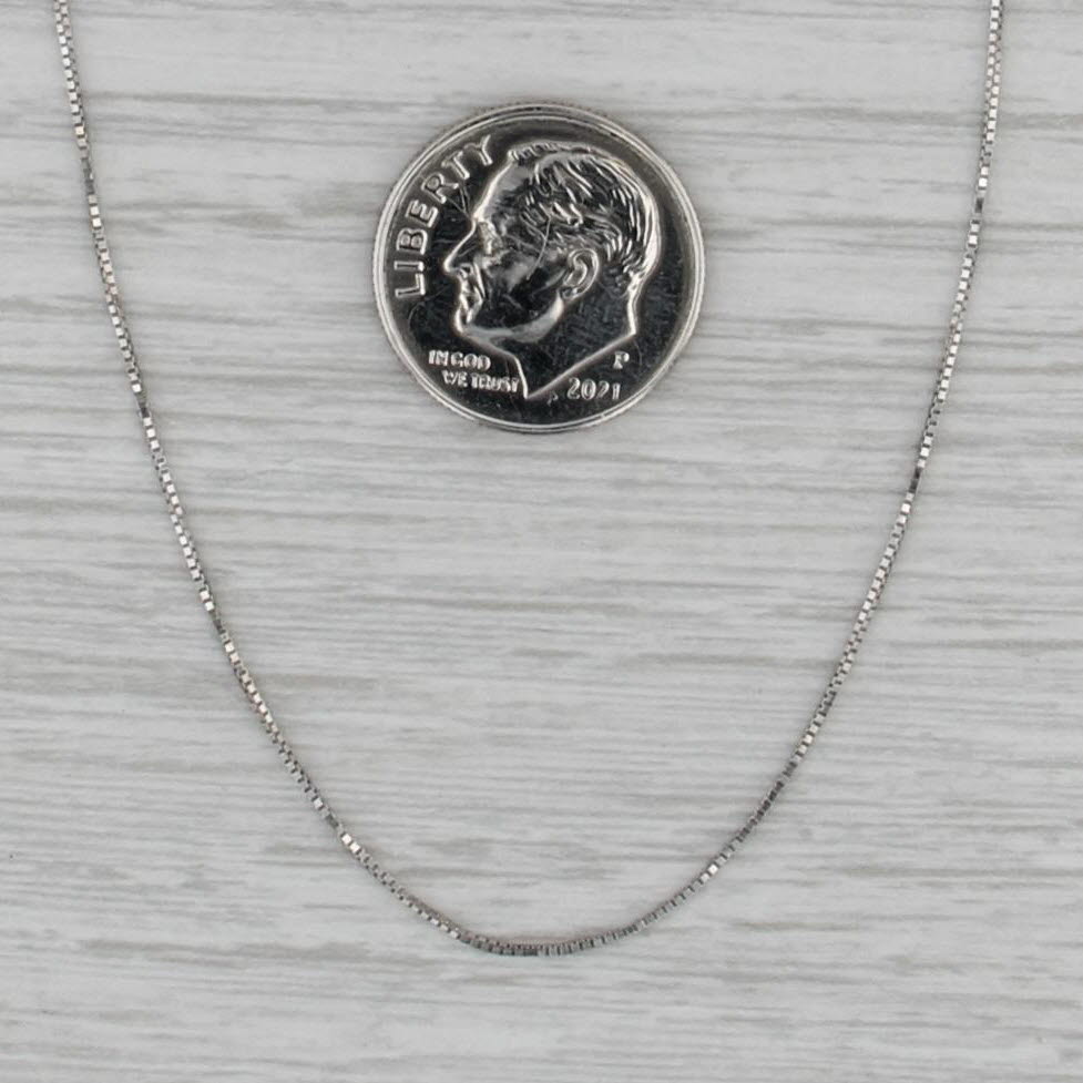 Box Chain Necklace 14k White Gold 16.25" 0.5mm