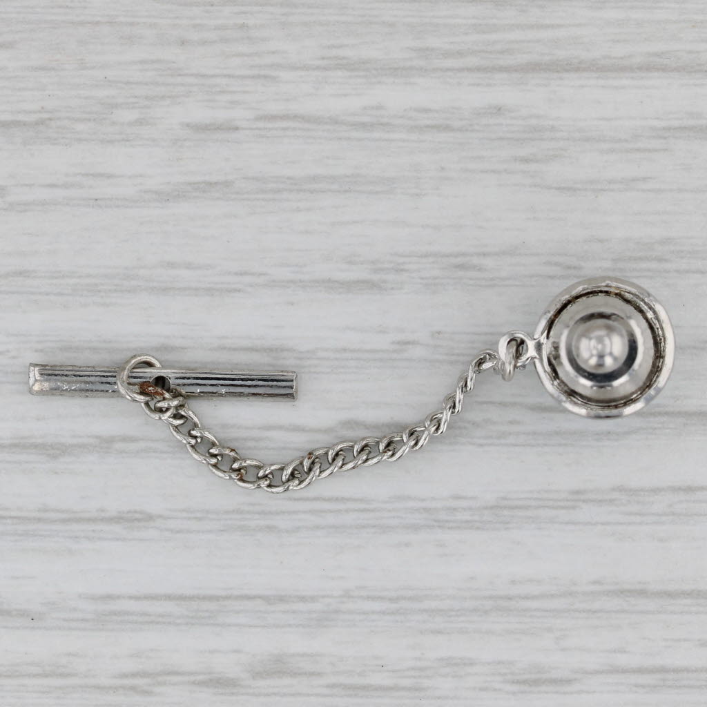 Gray Vintage Turquoise Tie Tac Pin Sterling Silver Handmade Indian New Old Stock