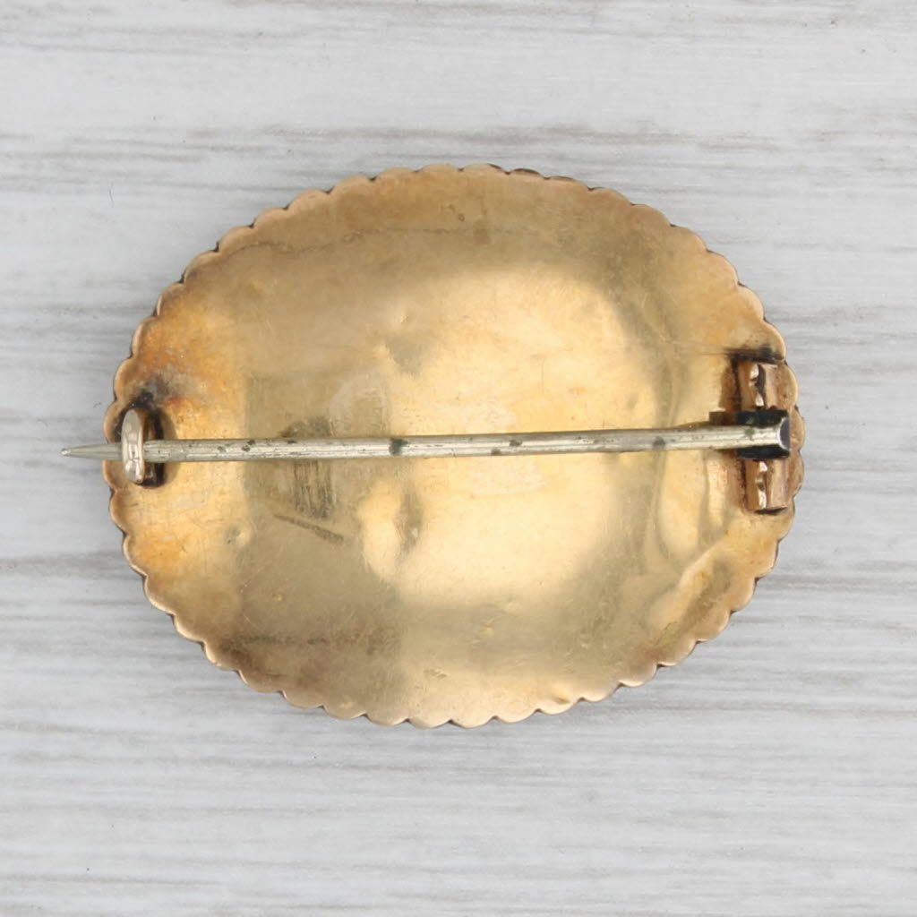 Gray Antique 1800s Glass Pearl Halo Hair Brooch 18k Gold Mourning Jewelry Pin