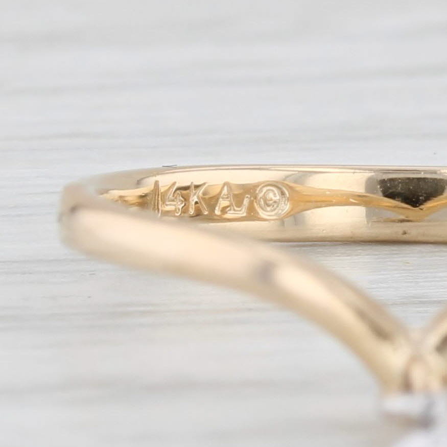 Light Gray Diamond Accented Crescent Moon Charm Ring 14k Yellow White Gold Size 6.5