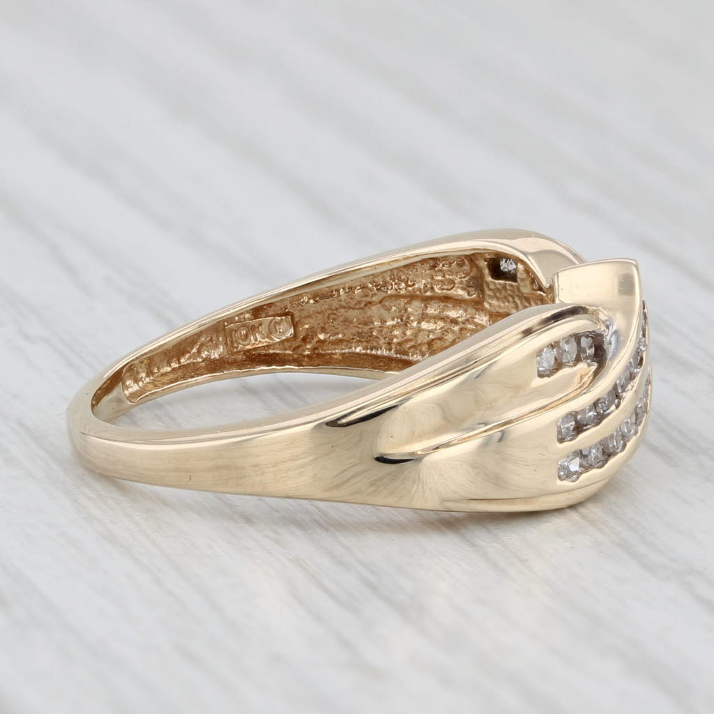Light Gray 0.19ctw Diamond Contoured V Ring 10k Gold Stackable Band Wedding Anniversary