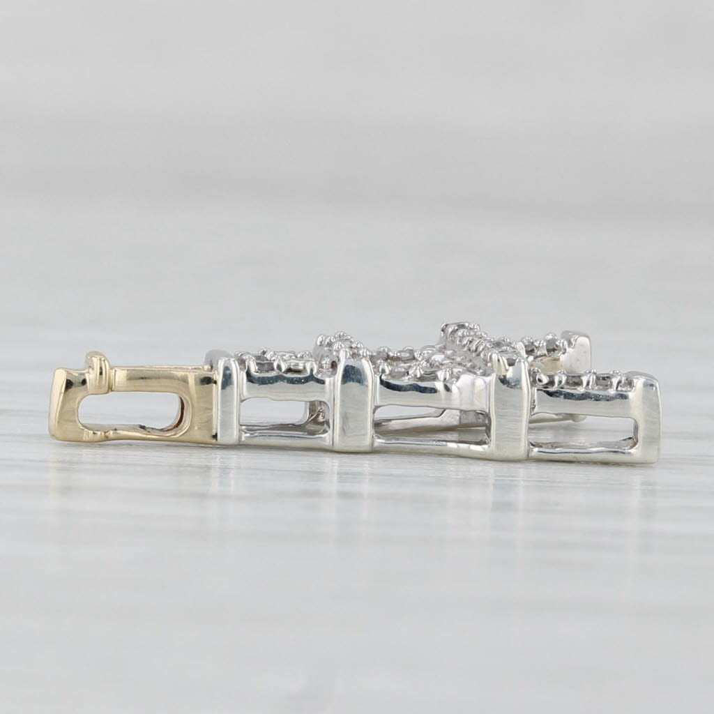 Light Gray 0.10ctw Diamond Eiffel Tower Pendant Sterling Silver 14k Gold Paris Souvenir
